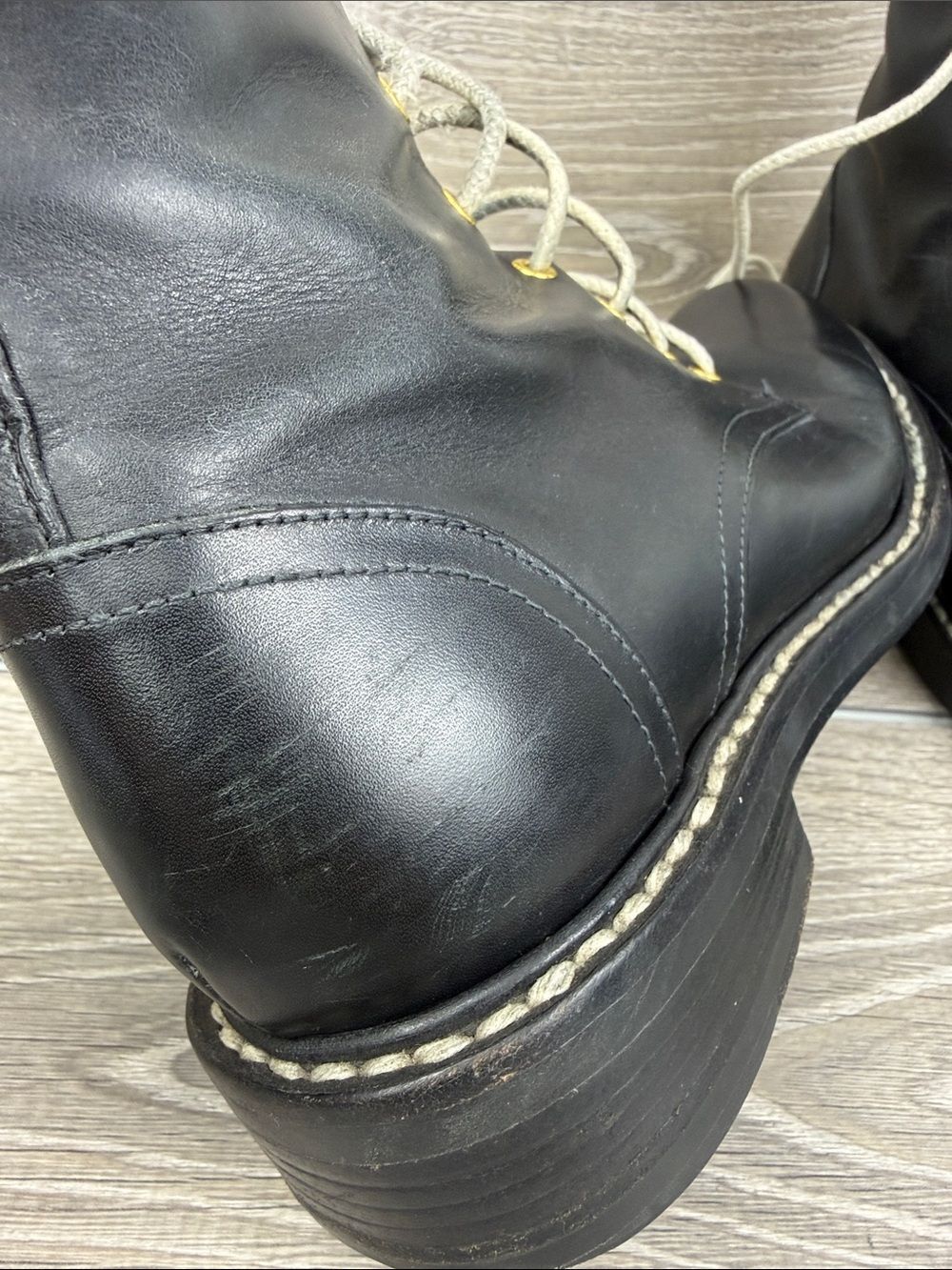 Rag & Bone Emil Women’s Sz 9/EU 39 Black Leather Lace Up Gold Eyelet Combat Boot - Picture 13 of 14